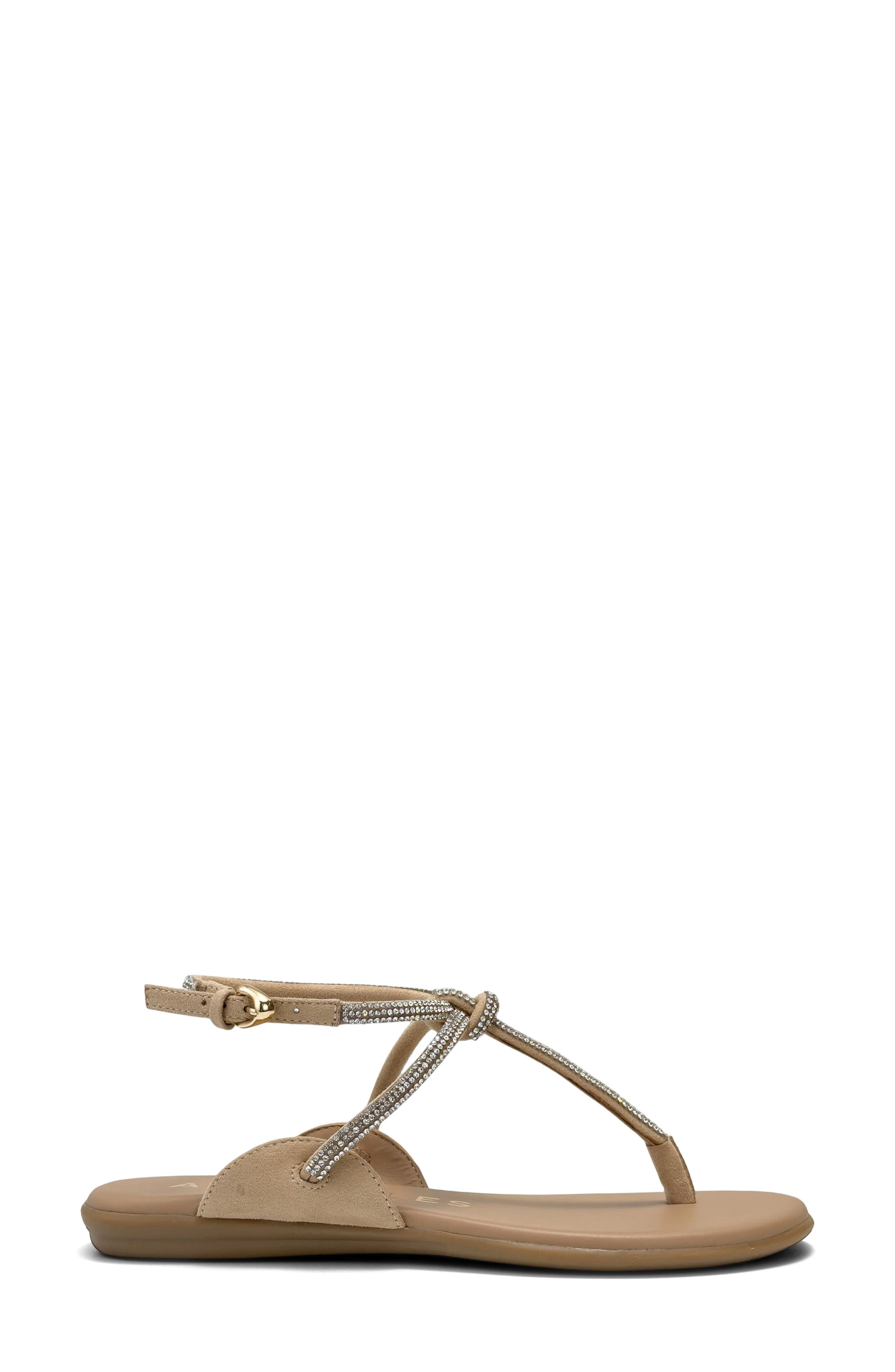 Aerosoles Gioiosa Ankle Strap Sandal, Alternate, color, Beige Bisque Fx Suede/ Crystal