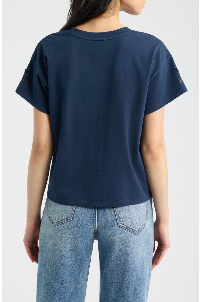 Kelly Beaded Floral Boxy T-Shirt, Alternate, color, NAVY MULTI