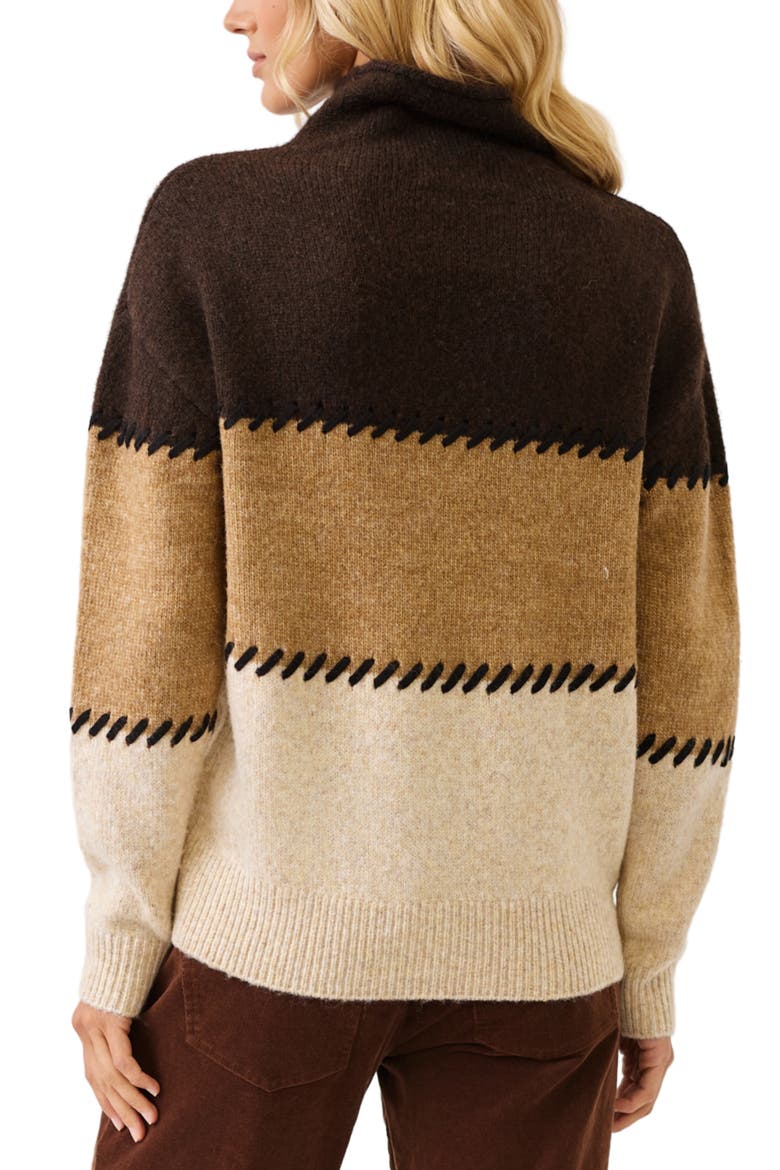 Contrast Stitch Mock Neck Sweater, Alternate, color, BROWN
