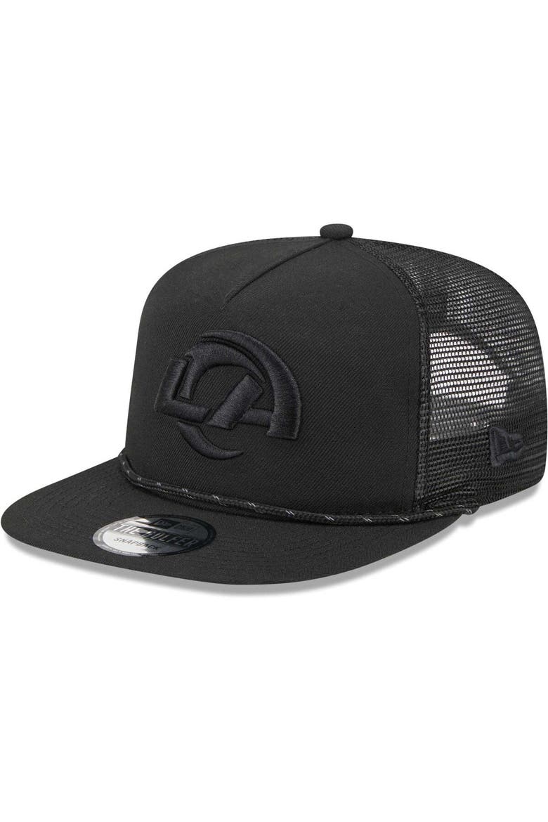 Men's New Era Black Los Angeles Rams Illumination Golfer Snapback Trucker Hat, Main, color, Black