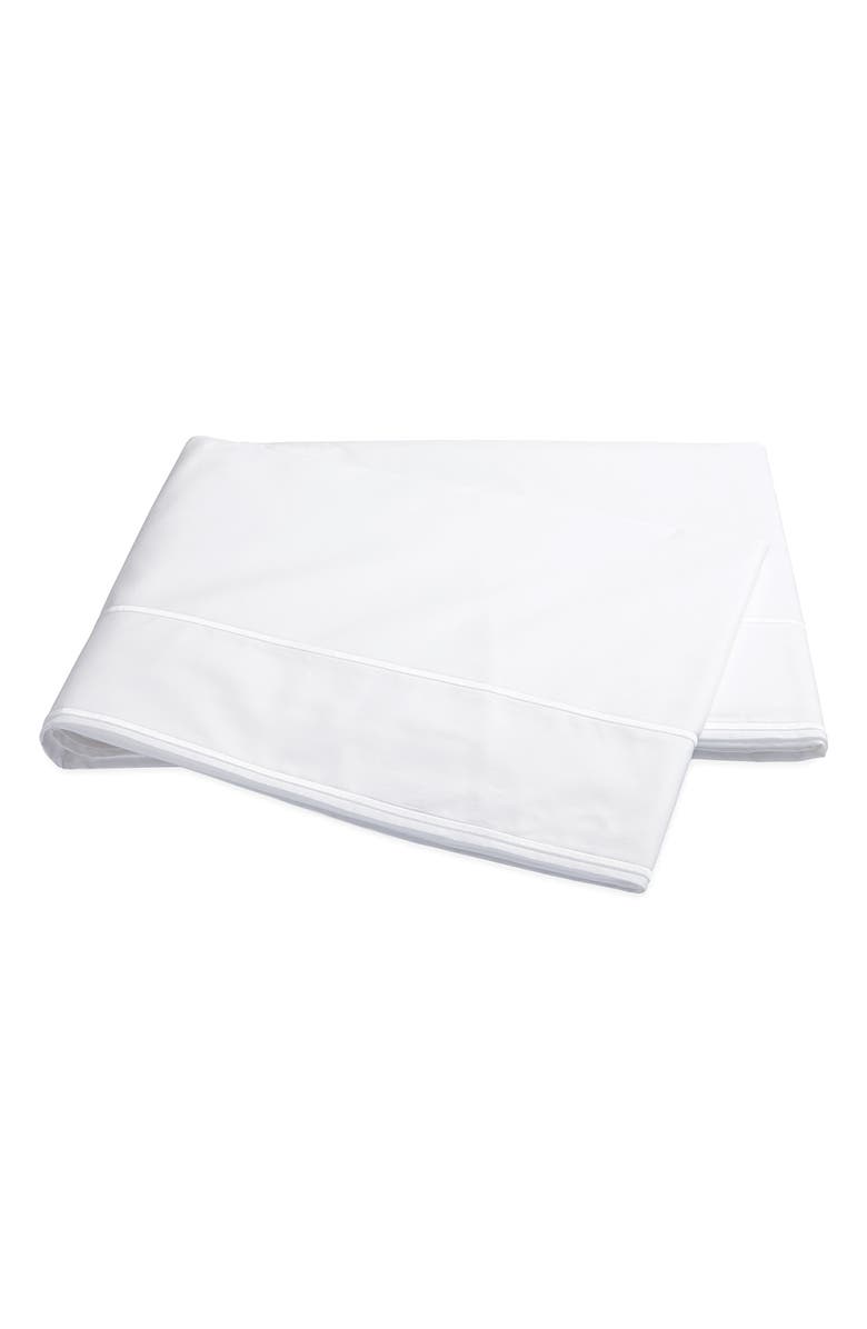 Matouk Ansonia 500 Thread Count Flat Sheet, Main, color, White/ White