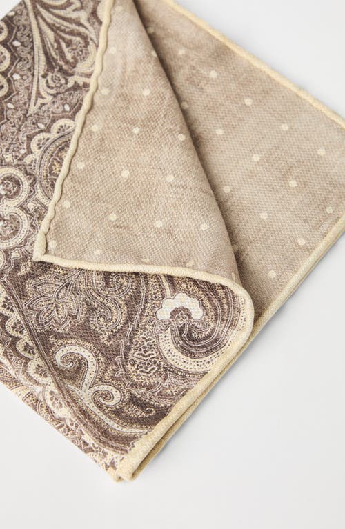 Brunello Cucinelli Double Face Silk Pocket Square In Bark