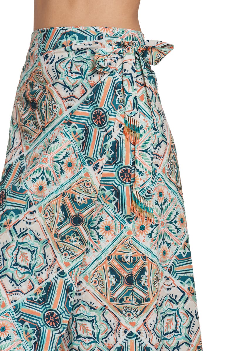 Cosita Linda Geometric Print Sarong, Alternate, color, Turquoise/ Teal Multi