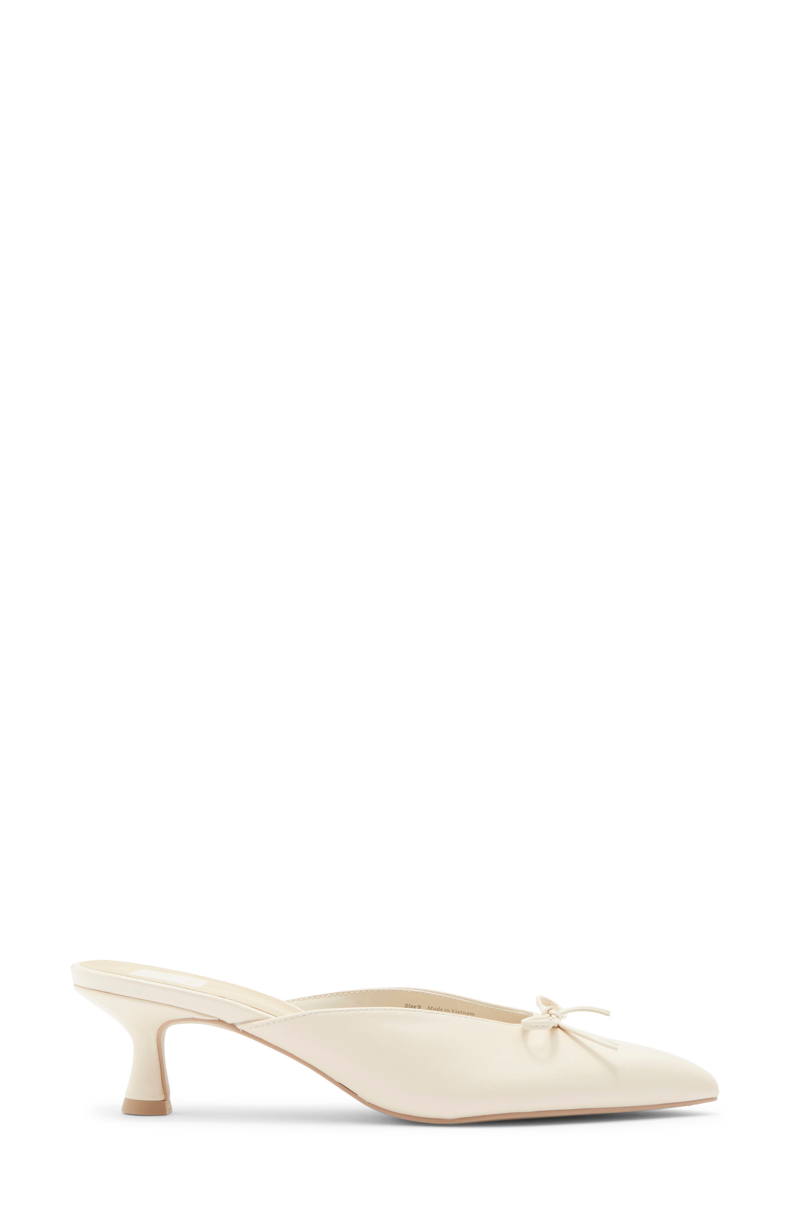 Cleo Pointed Toe Kitten Heel Mule, Alternate, color, BONE LEATHER