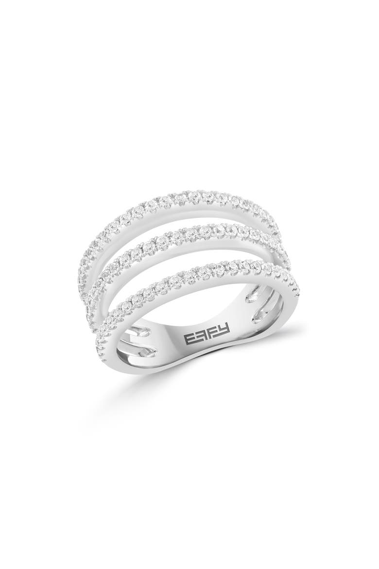 Sterling Silver Zircon Triple Band Ring, Main, color, SILVER