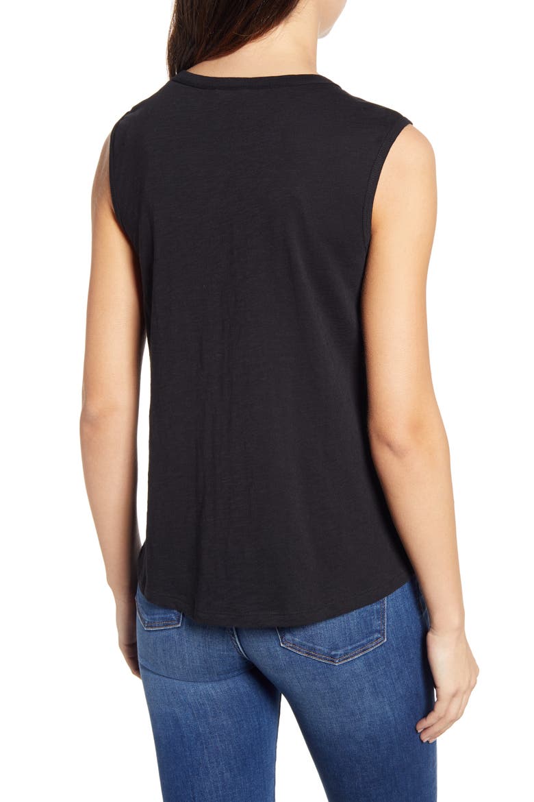 Sleeveless Button Top, Alternate, color, BLACK