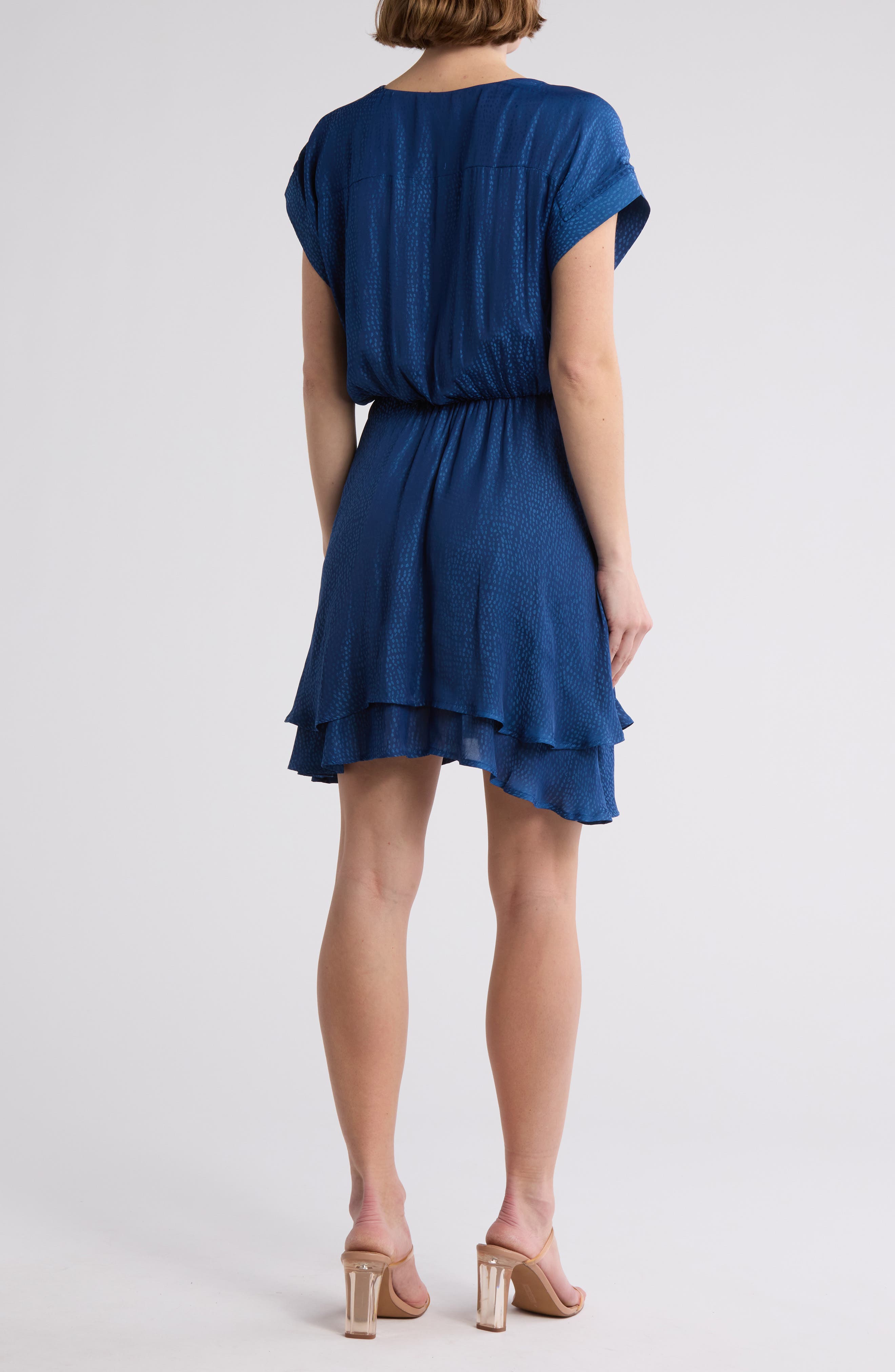 Cap Sleeve Satin Tiered Minidress - image 2