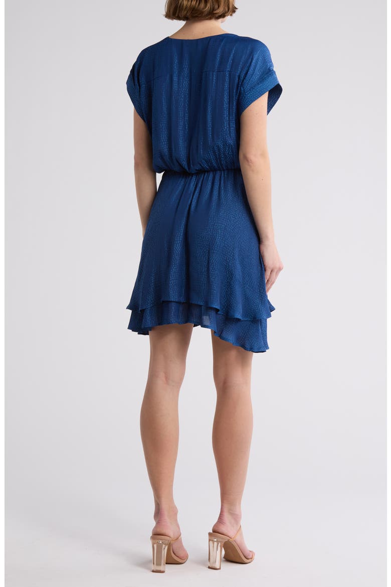 Cap Sleeve Satin Tiered Minidress, Alternate, color, NAVY PEONY