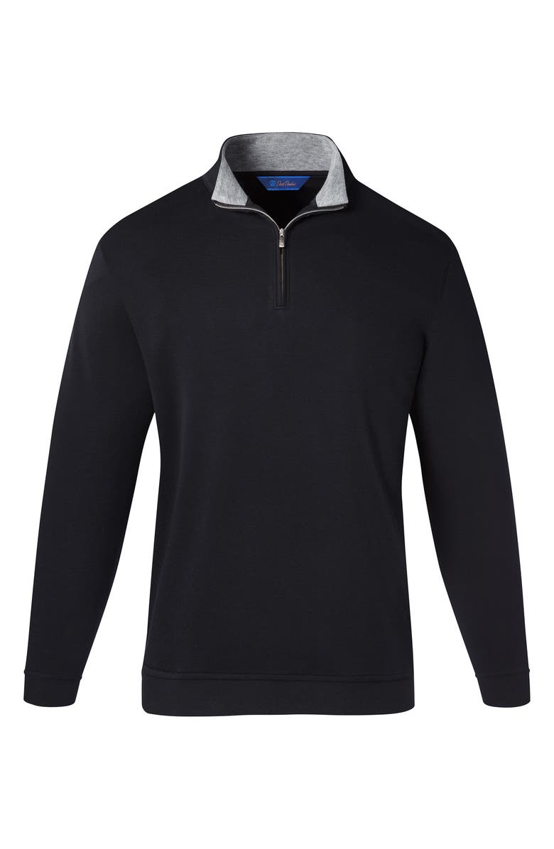 David Donahue Quarter Zip Pullover, Alternate, color, Black