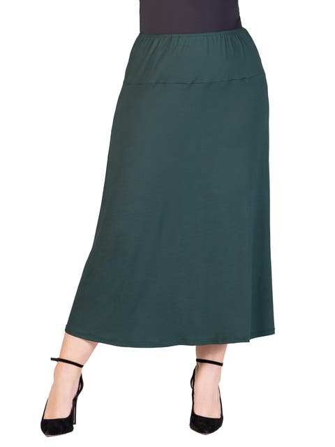 Plus Size Comfortable Fit Elastic Waist Maxi Skirt