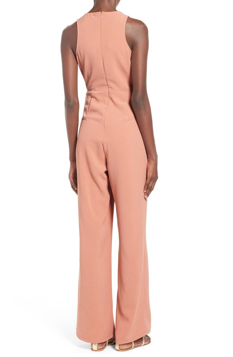 Missguided Lace-Up Sleeveless Jumpsuit, Alternate, color,