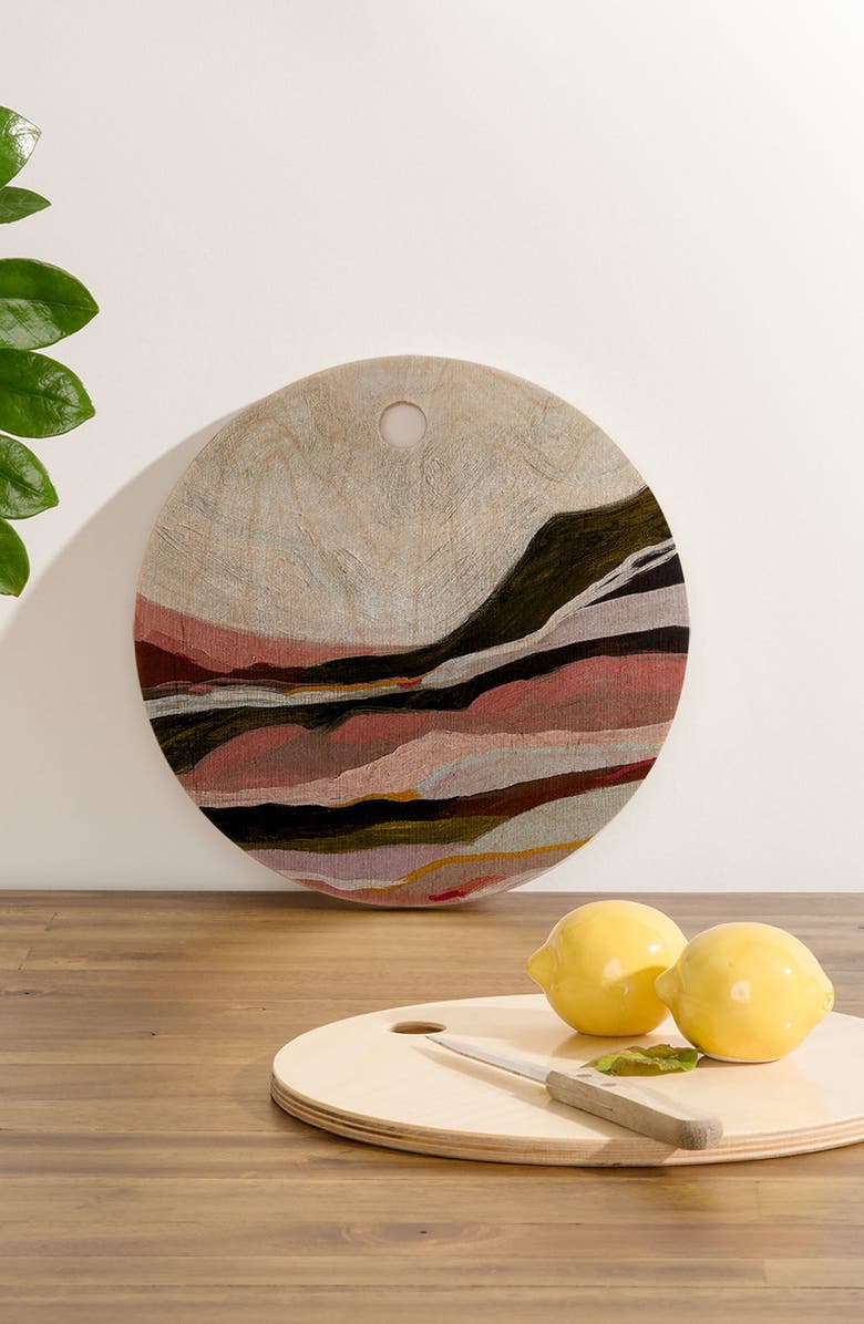 Deny Designs Shadow to Light Round Birch Wood Cutting Board, Alternate, color,