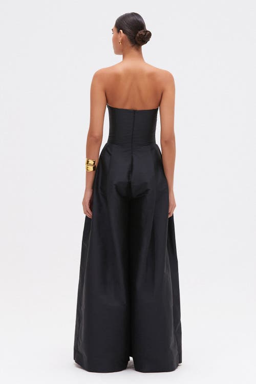 Patbo Taffeta Bloom Rosette Jumpsuit In Black