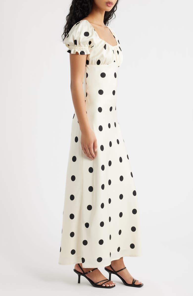 Lulus Keaton Dot Puff Sleeve Maxi Dress, Alternate, color, 