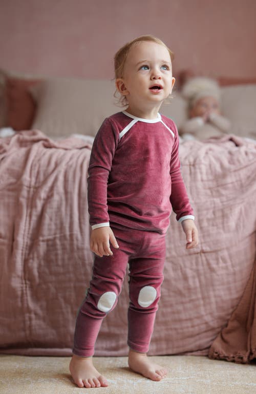 Maniere Manière Kids' Velour Patch Long Sleeve Top & Pants Set In Pink