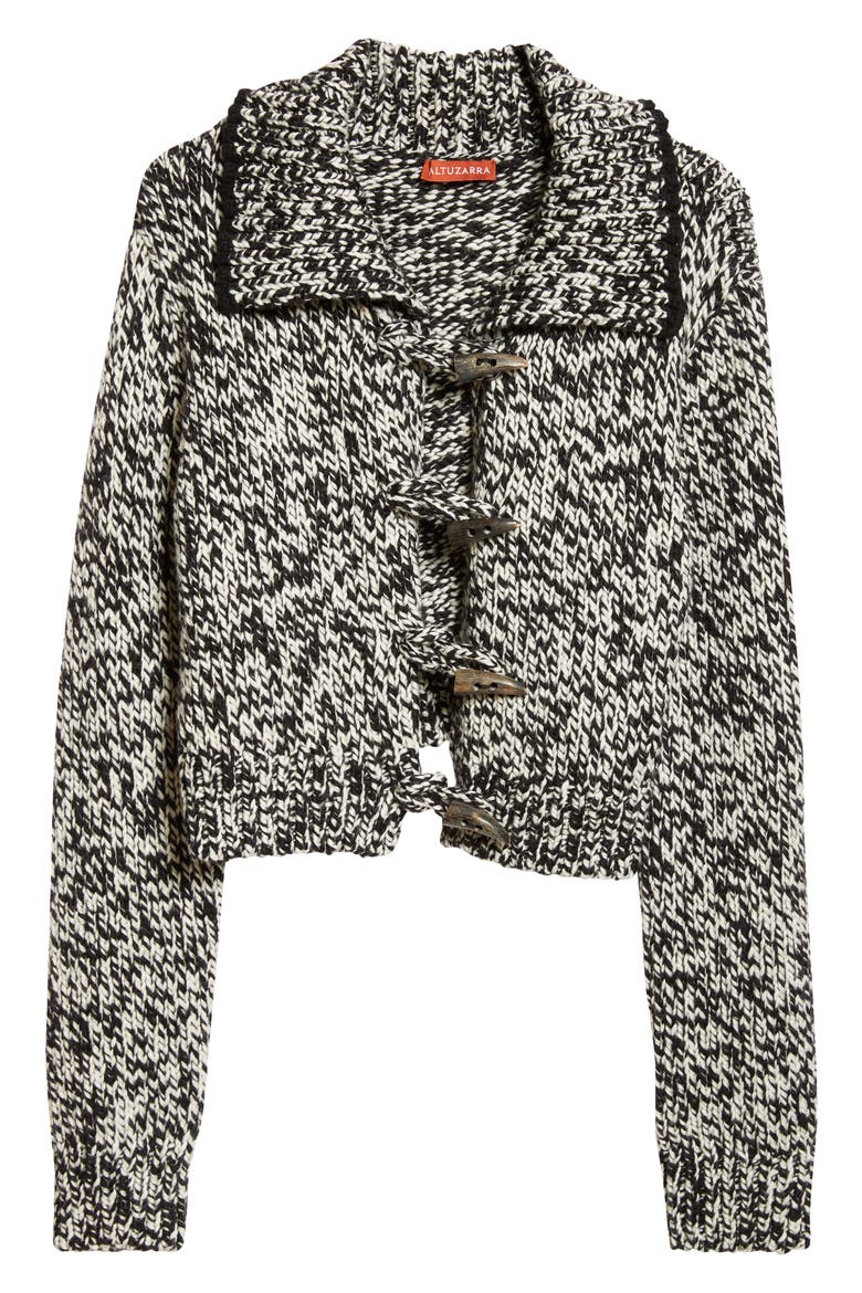 Lantini Marled Merino Wool Blend Sweater Jacket, Alternate, color, BLACK/ WHITE