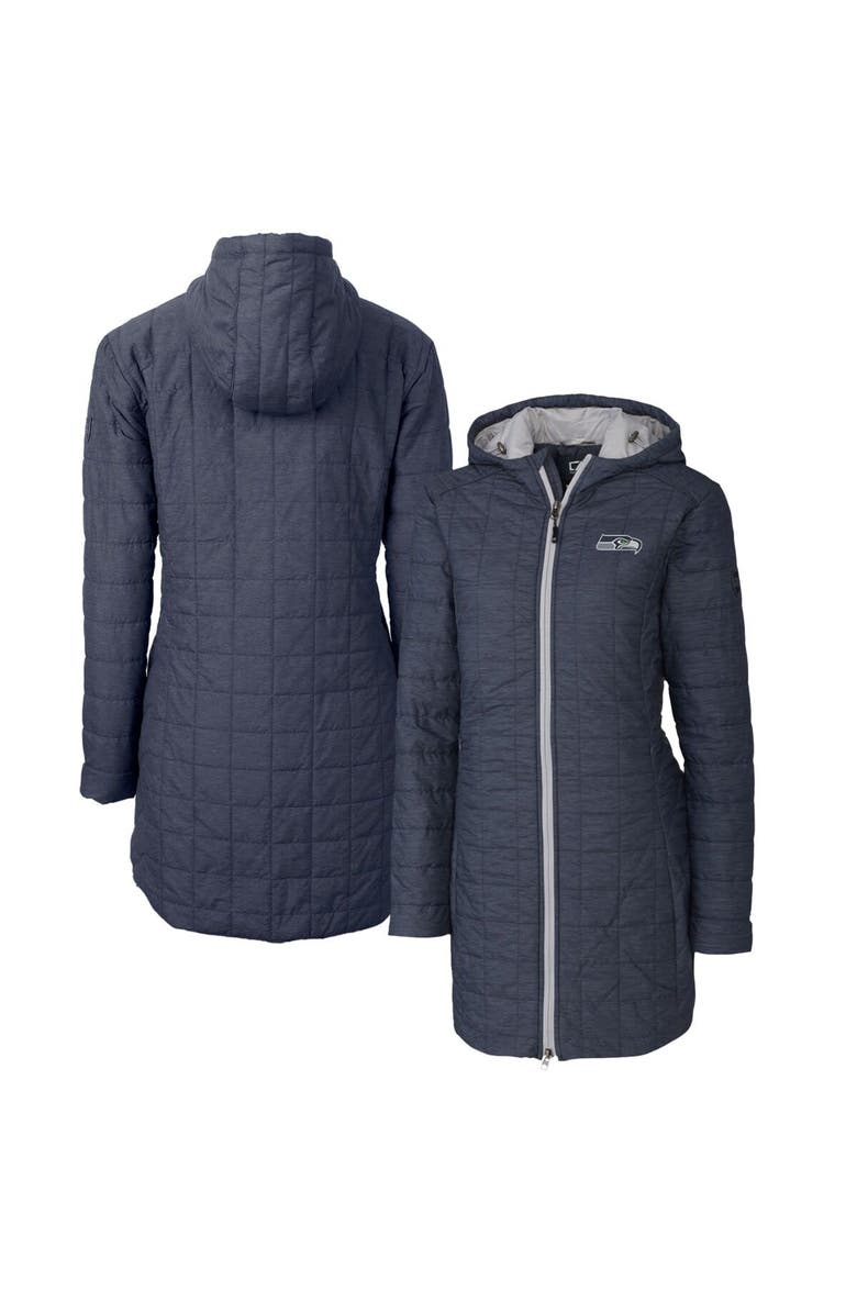 Cutter & Buck Women's Cutter & Buck Heather Navy Seattle Seahawks Rainier Primaloft Eco Hooded Long Lightweight Coat, Main, color, 