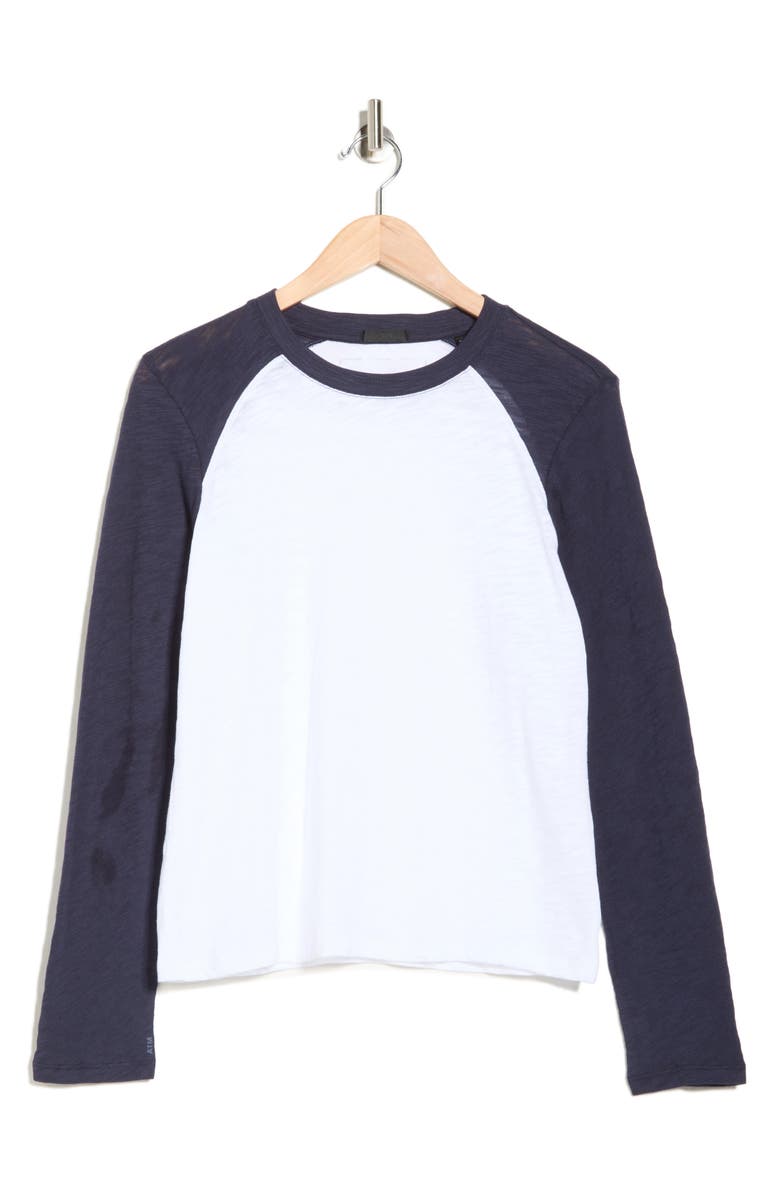 ATM Anthony Thomas Melillo Slub Jersey Long Sleeve Baseballe Tee, Alternate, color, White/ Silver