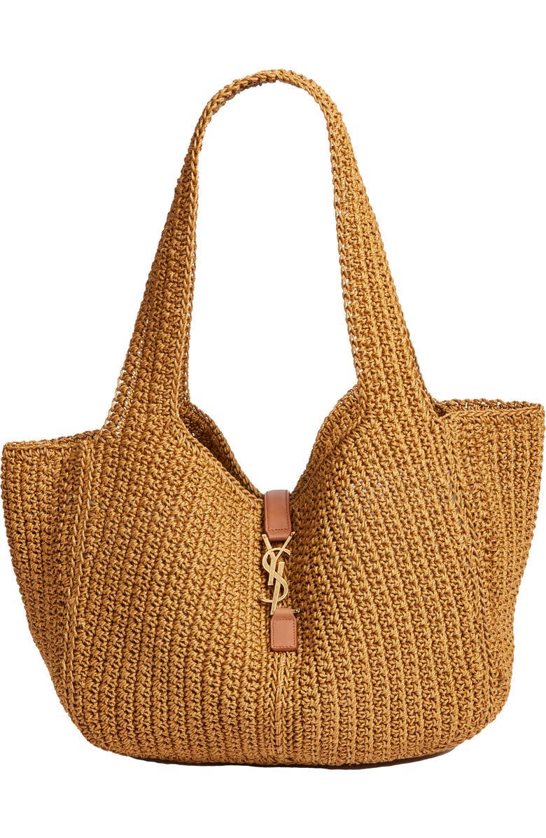 Saint Laurent Le 5 À Bea Woven Tote, Main, color, Natural Brown/ Brick