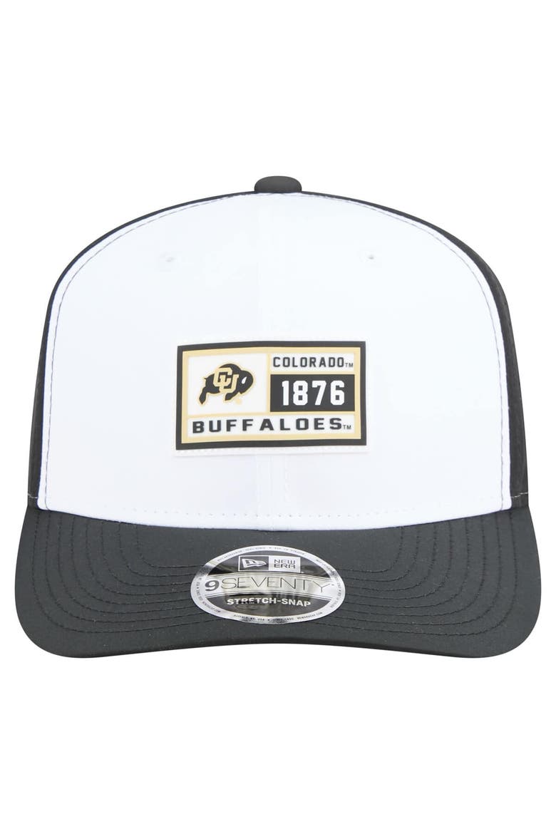 Men's New Era White/Black Colorado Buffaloes Perforated Patched 9SEVENTY Adjustable Hat, Alternate, color, White