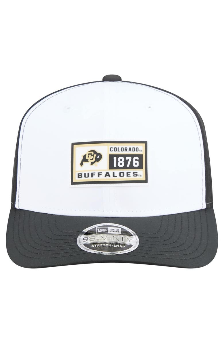 New Era Men's New Era White/Black Colorado Buffaloes Perforated Patched 9SEVENTY Adjustable Hat, Alternate, color, White
