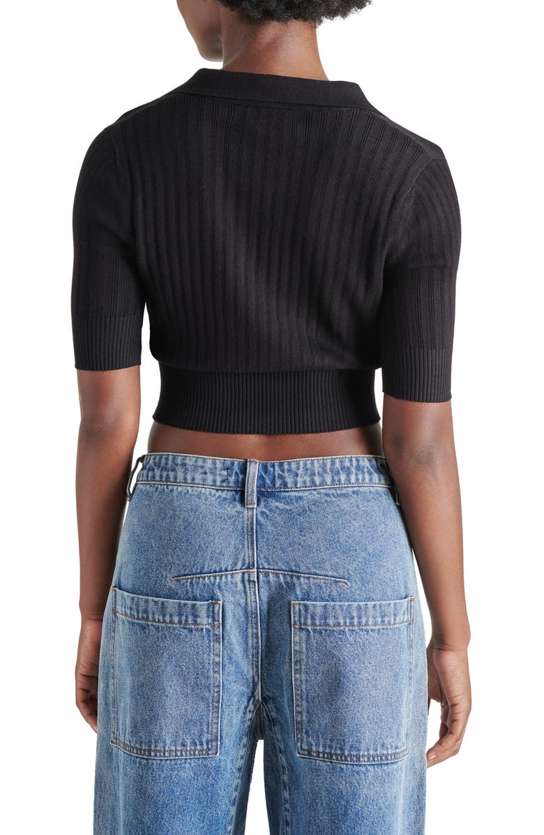 Steve Madden Charlise Rib Crop Polo Sweater, Alternate, color,