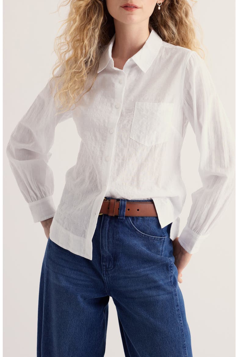 Isla Organic Cotton Button-Up Shirt, Main, color, SALT