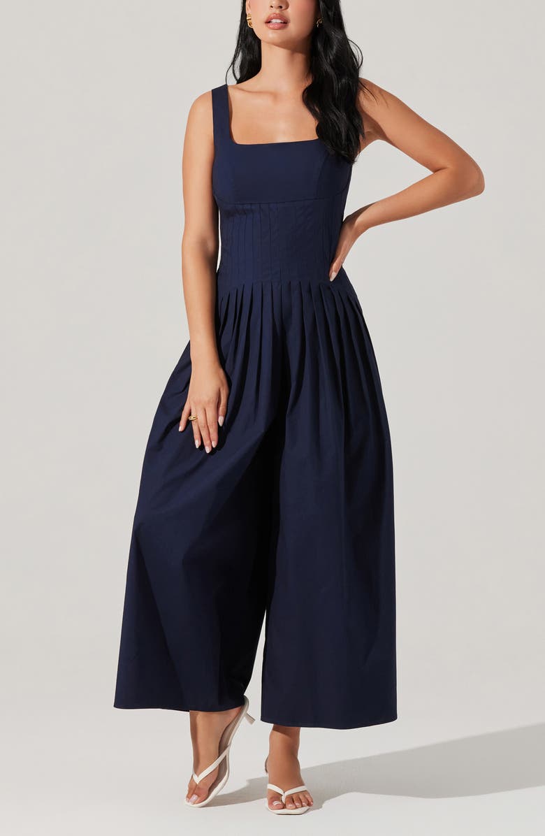 ASTR the Label Aeryn Wide Leg Jumpsuit, Alternate, color, Navy
