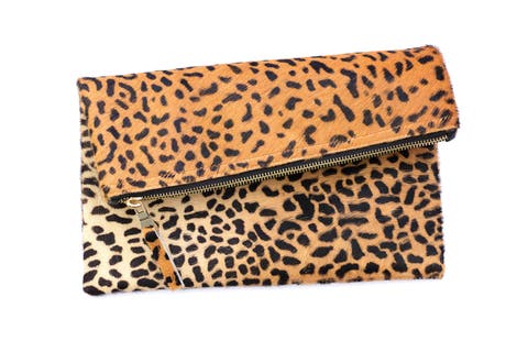 Leopard Leather Clutch
