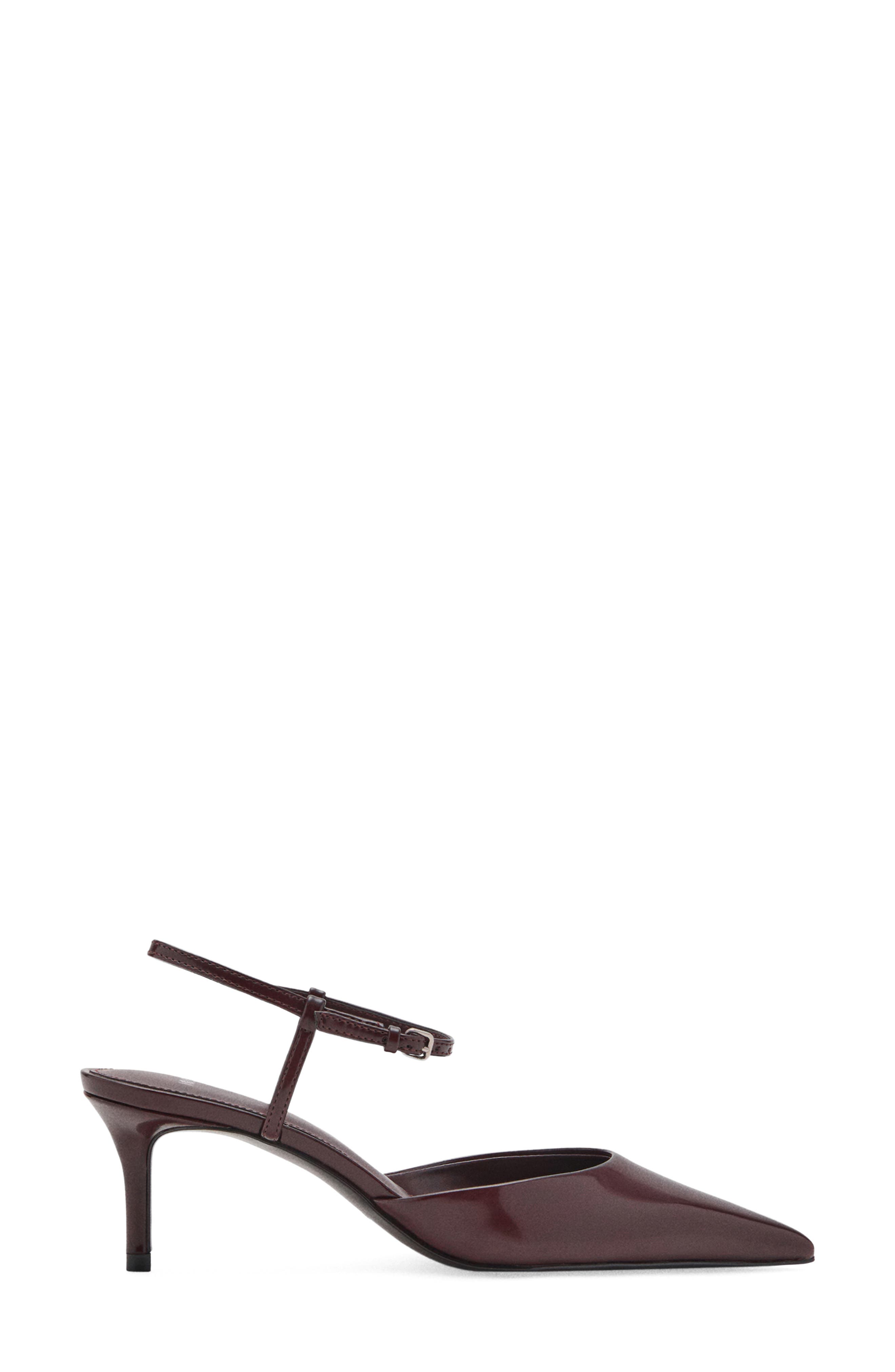 MANGO Tesy Ankle Strap Pointed Toe Pump, Main, color, Burgundy