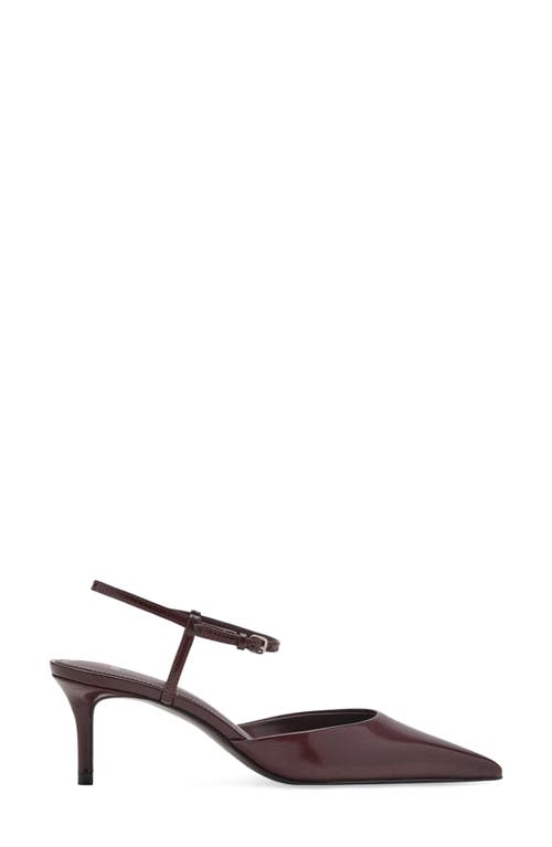 Mango Tesy Ankle Strap Pointed Toe Pump In Burgundy