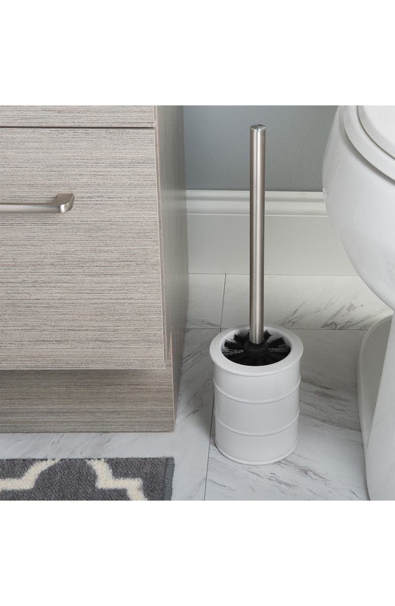 KENNEDY INTERNATIONAL Elle Decor Modern Ridge White Toilet Brush & Holder, Alternate, color, 