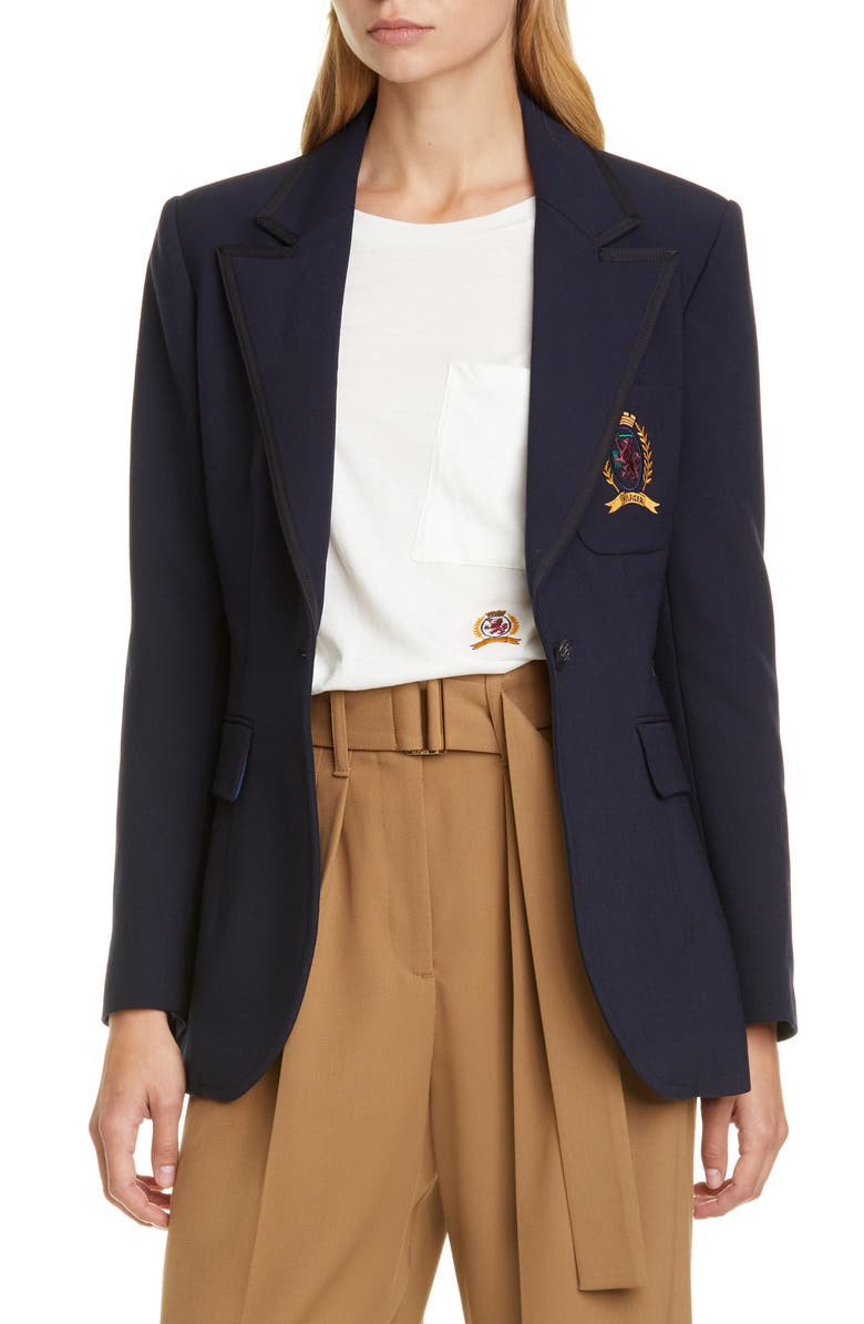 Hilfiger Collection Crest Embroidered School Blazer, Main, color, 