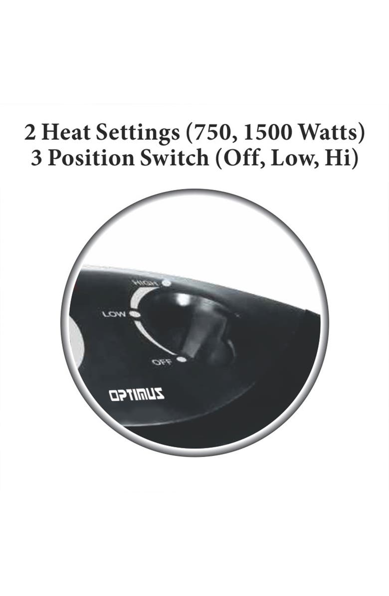 Optimus Fan Forced Tower Quartz Heater with Thermostat, Alternate, color, Black
