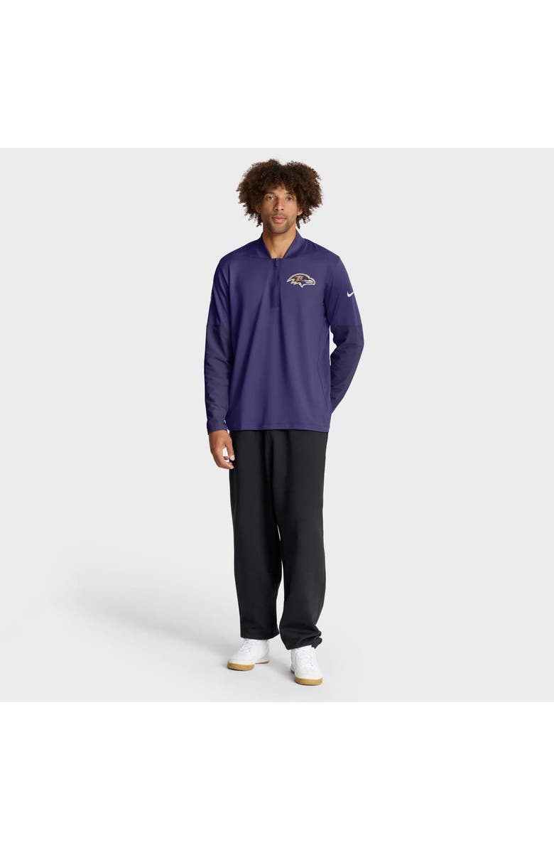 Nike Men's Nike Purple Baltimore Ravens Sideline Dri-FIT Half-Zip Pullover, Alternate, color, Purple