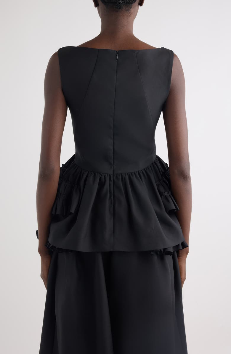 Dries Van Noten Casey Ruffle Wool & Silk Top, Alternate, color, Black