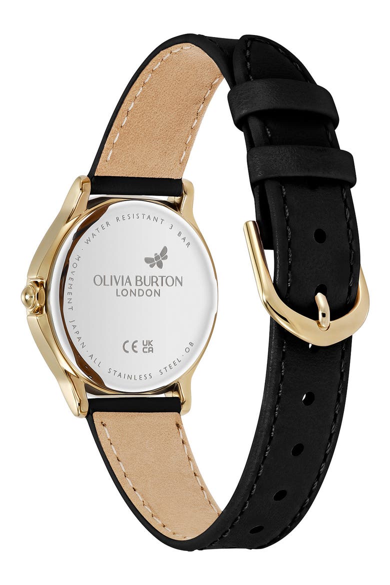 Classic Bee Leather Strap Watch, 30mm, Alternate, color, BLACK