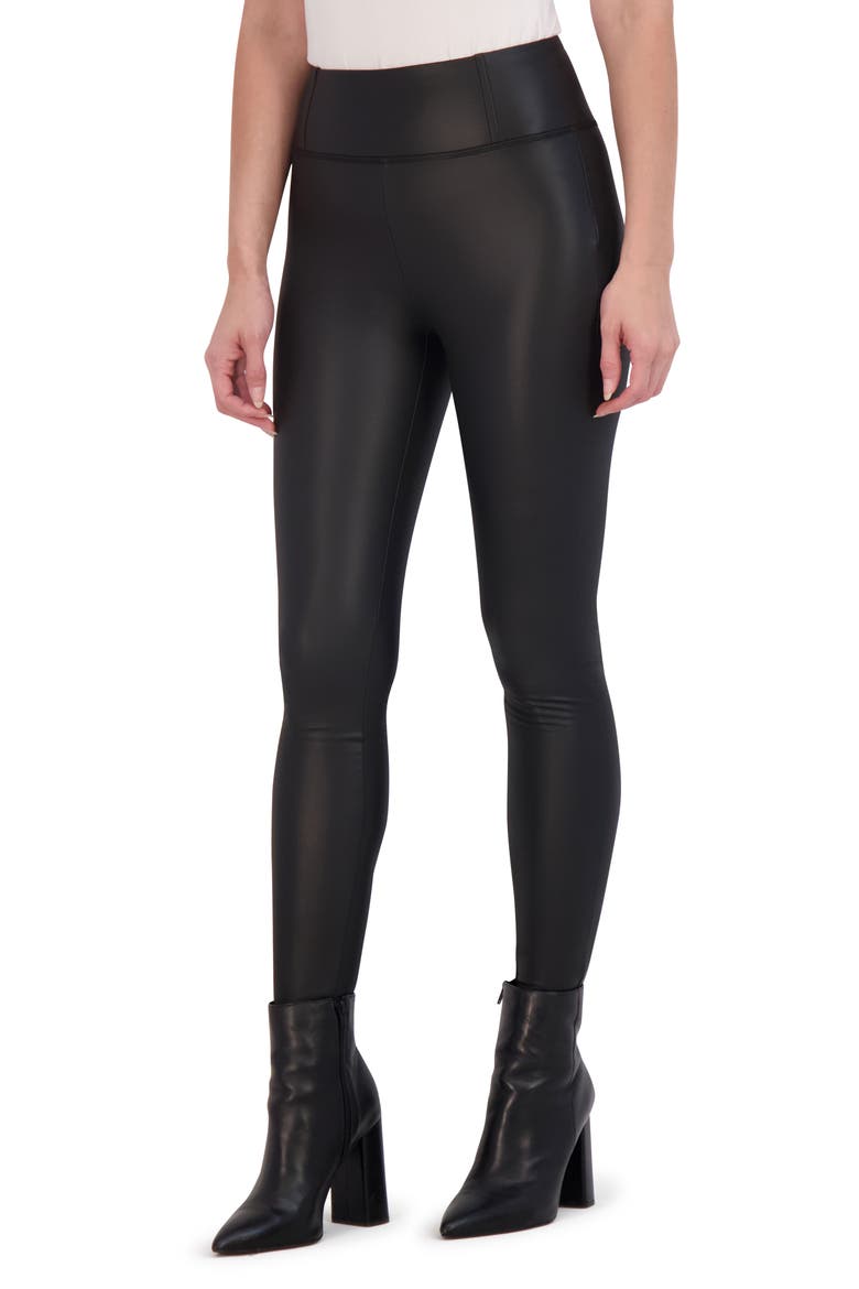 Faux Leather Leggings, Alternate, color, BLACK