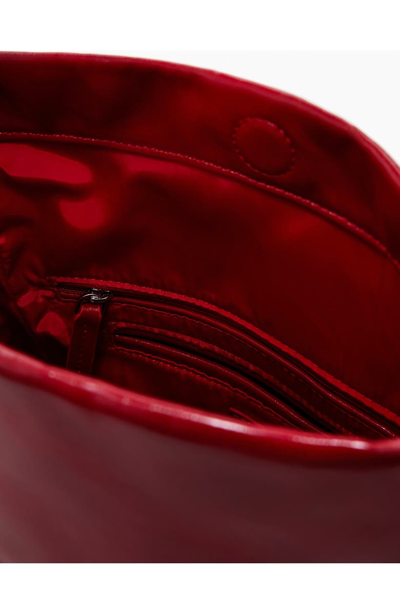 Desigual Patent Faux Leather Handbag, Alternate, color, Red