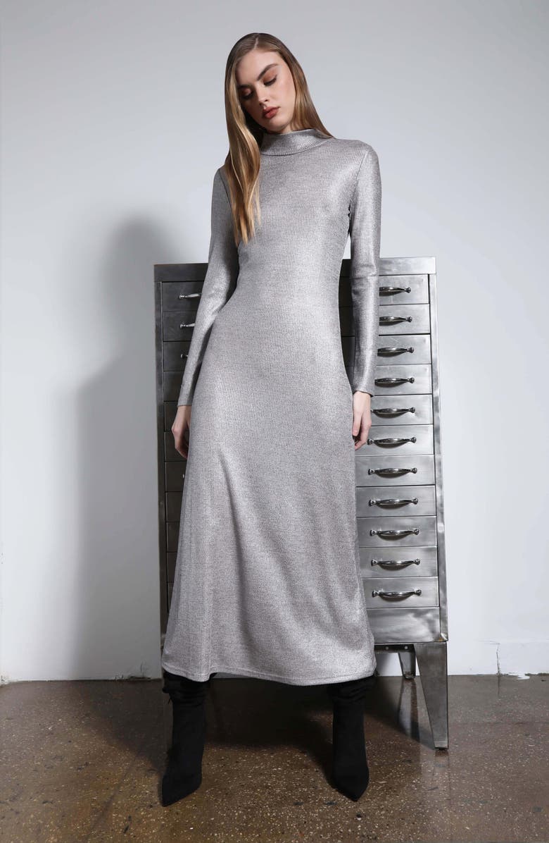 Walter Baker Ella Metallic Long Sleeve Sweater Dress, Alternate, color, 