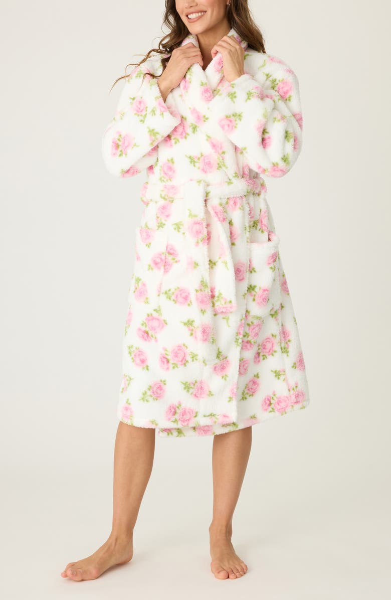 PJ Salvage Let's Get Cozy Plush Robe, Main, color, Ivory