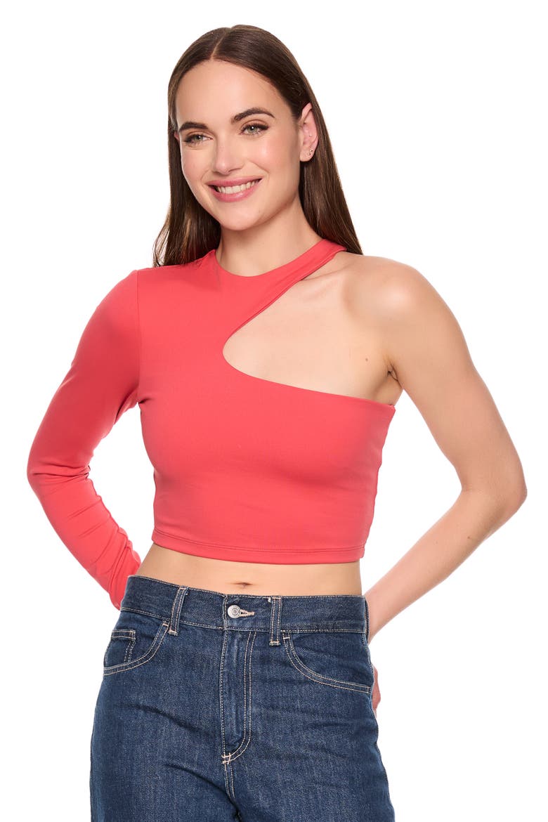 One-Shoulder Cutout Crop Top, Alternate, color, CHERRY BLOSSOM