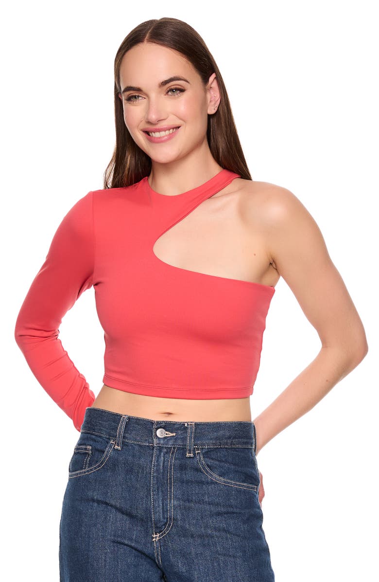 Susana Monaco One-Shoulder Cutout Crop Top, Alternate, color, Cherry Blossom