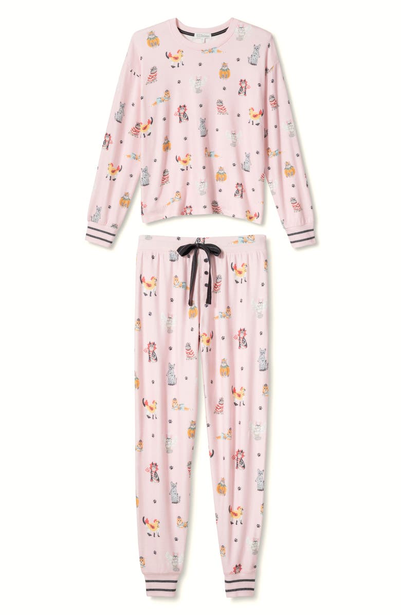 PJ Salvage Feline Spooky Pajamas, Alternate, color, Ballet Pink