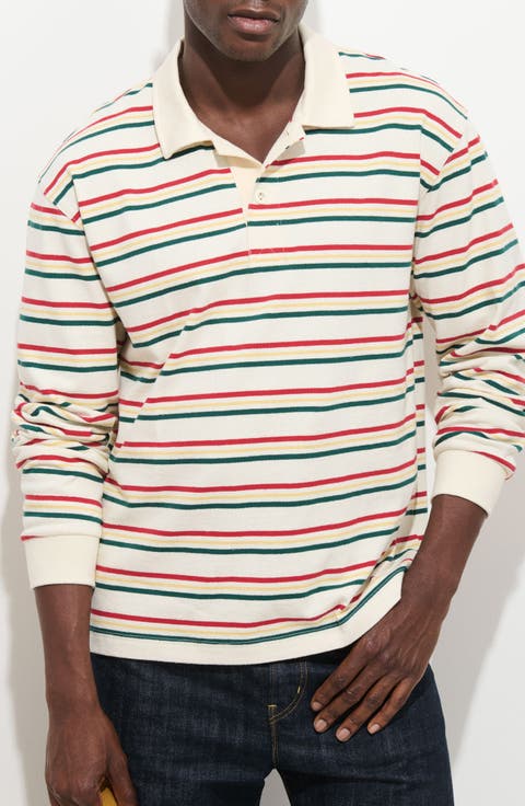 Striped Cotton Jersey Long Sleeve Rugby Shirt