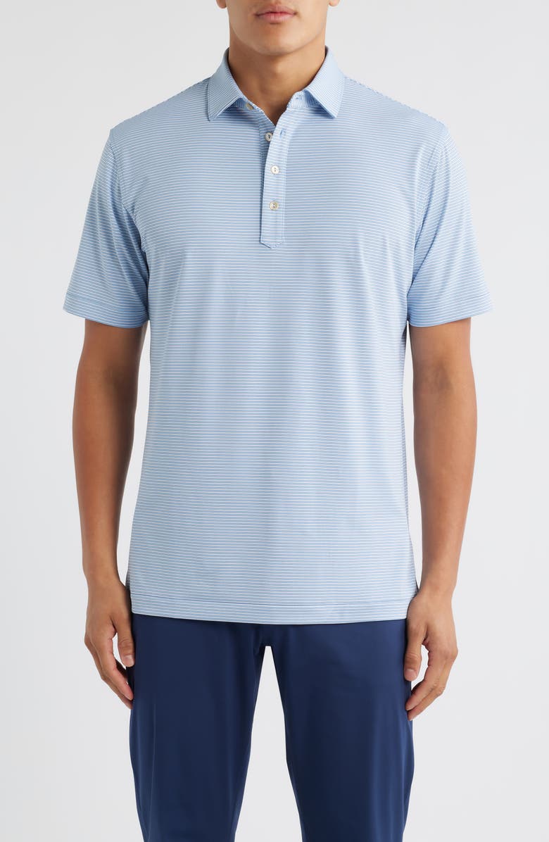 Peter Millar Lawson Stripe Performance Jersey Polo, Main, color, Cottage Blue