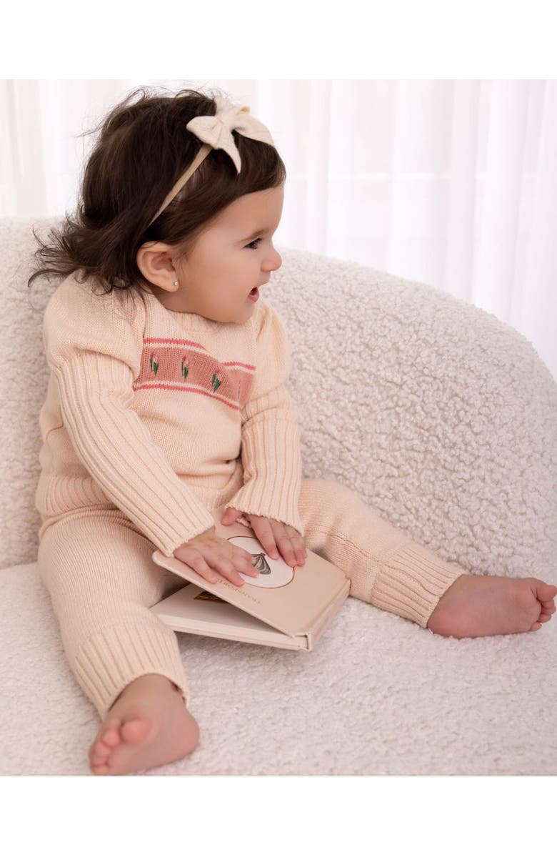 MiniMoi Tulips Cotton Knit Legging Set, Alternate, color, Pink Multi