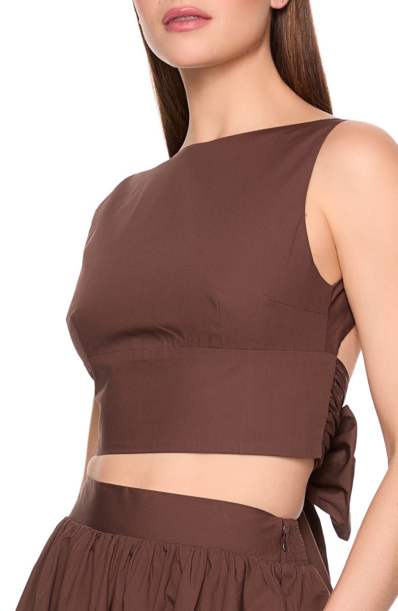 Susana Monaco Open Bow Back Cotton Poplin Top, Alternate, color, Brown