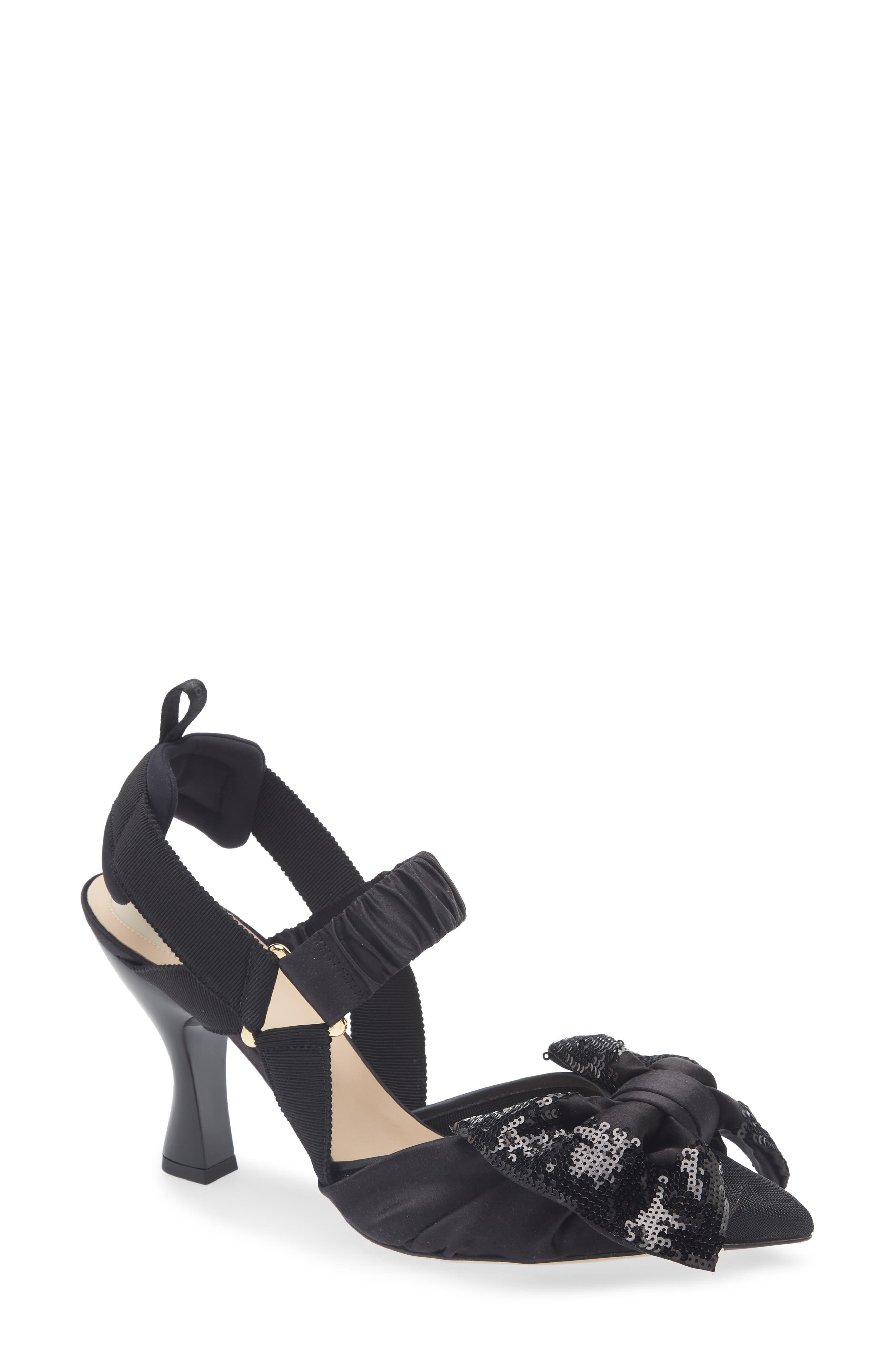 Fendi Colibri Bow Slingback Pump, Main, color, Black
