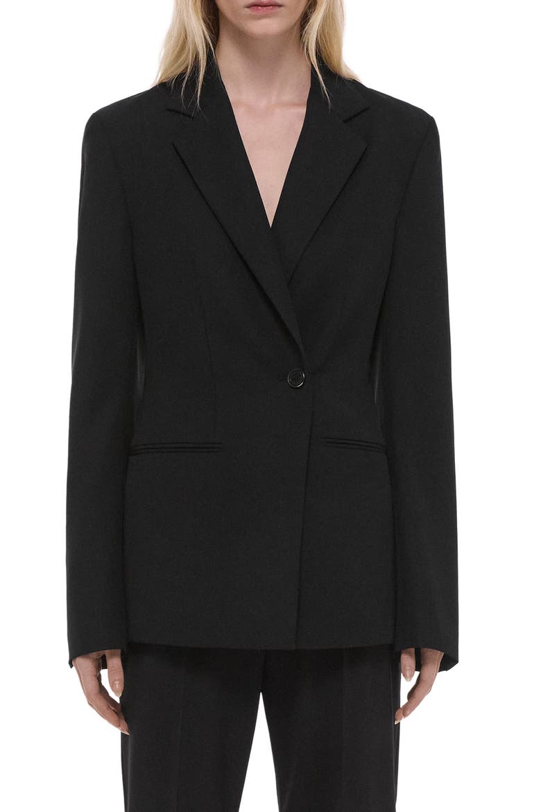 Cutaway Wool Blazer, Main, color, BLACK